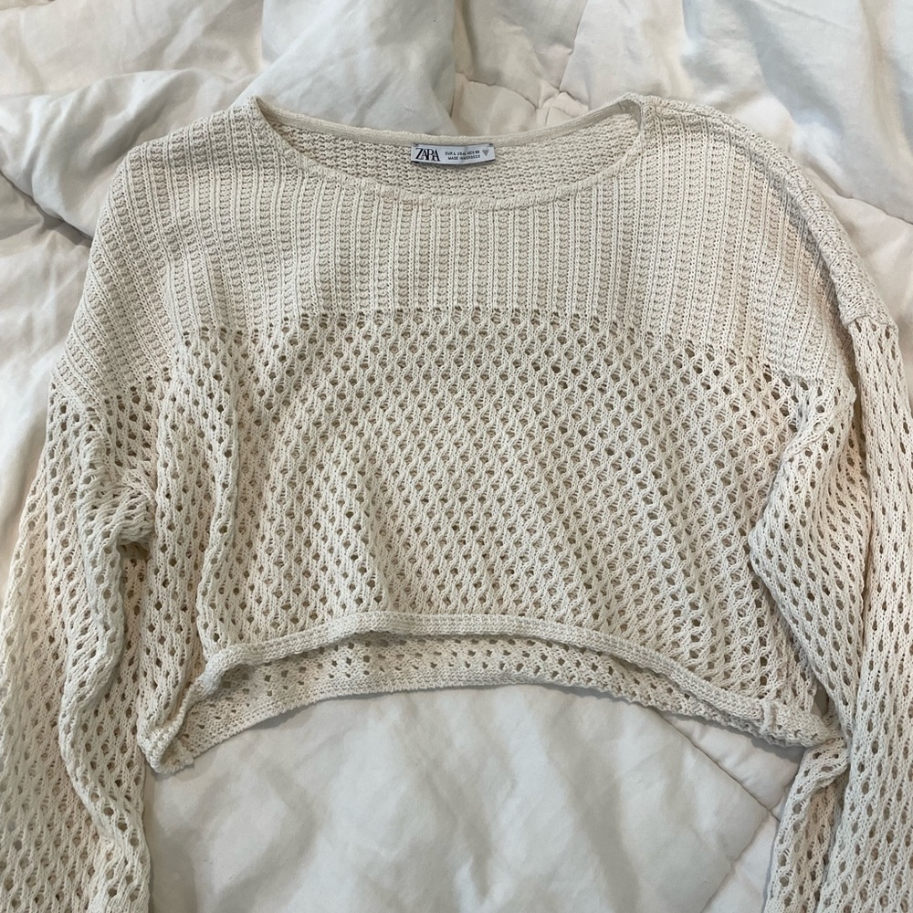 zara mesh cropped top long sleeve